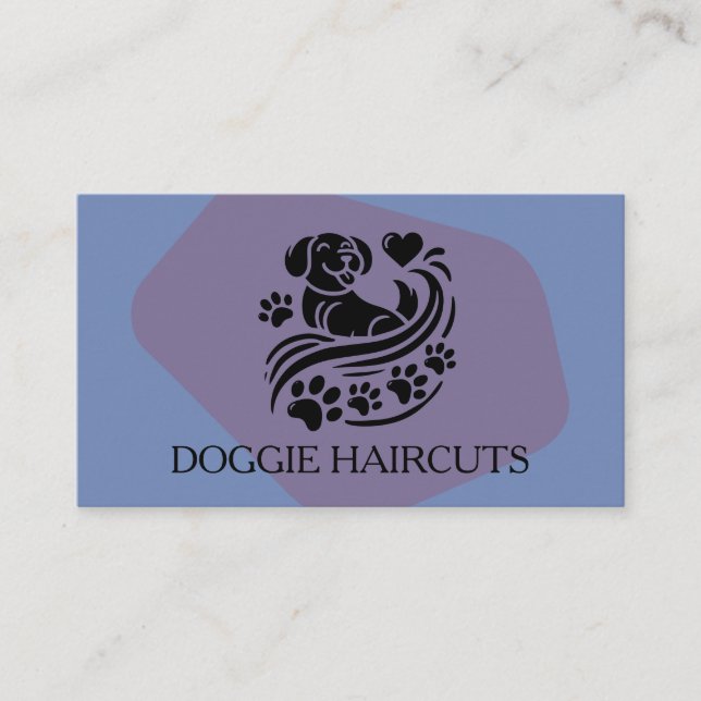 Carte De Visite Logo des pattes cardiaques de chien mignon | Groom (Devant)