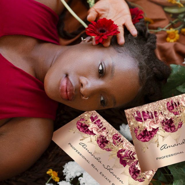 Carte De Visite Logo des Roses d'événements Wedding planner Gold D (Event Wedding Planner Rose Gold Drips Logo QR Business Card)