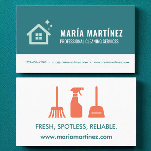Carte De Visite Logo des services de nettoyage moderne Turquoise P