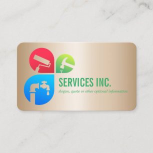 Carte De Visite Logo des services de réparation Gold Trendy profes