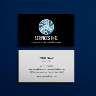 Carte De Visite Logo des services de réparation noir bleu professi