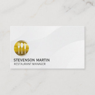 Carte De Visite Logo des ustensiles d'or   Culinaire   Restaurant