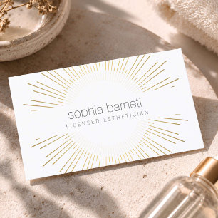 Carte De Visite Logo d'esthéticienne Luxe Or Soleil Levant