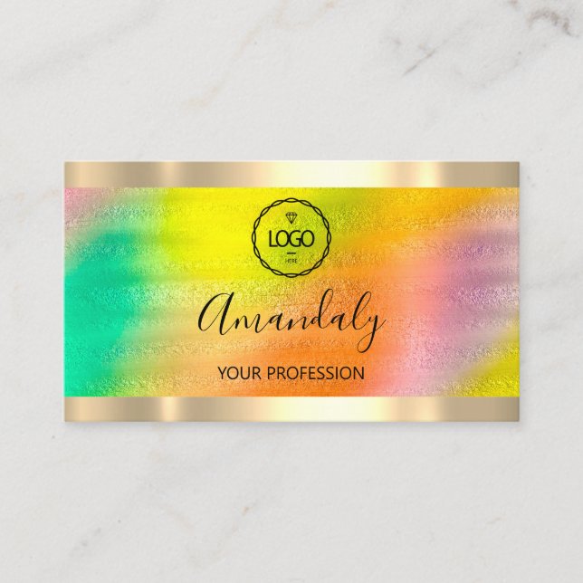 Carte De Visite Logo d'holographe or Lash de maquillage profession (Devant)