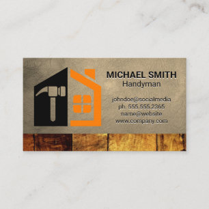 Carte De Visite Logo d'homme à tout faire Construction Cuir de