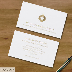 Carte De Visite Logo Diamant Or Blanc Simple