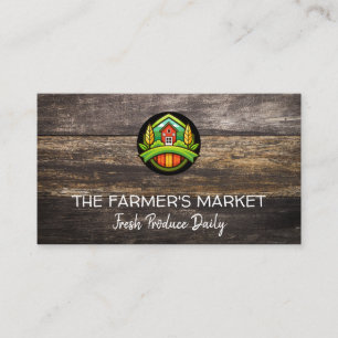 Carte De Visite Logo d'illustration de ferme   Panneaux en bois