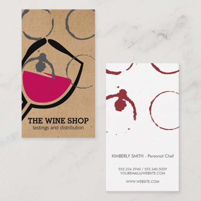Carte De Visite Logo d'illustration de vin | Tige à vin (Devant / Derrière)