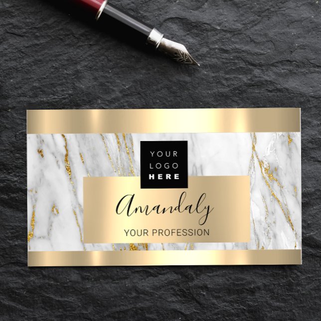 Carte De Visite Logo d'investissement professionnel Marble Gold (Professional Finance Investment Marble Gold Logo Business Card)