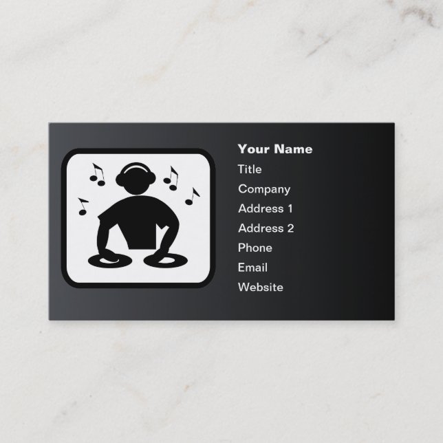 Carte De Visite Logo DJ Personnalisable Noir (Devant)