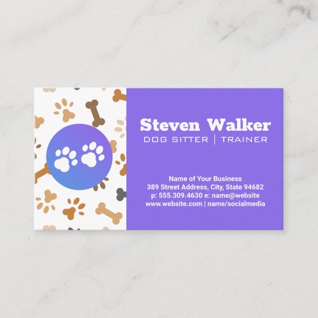 Carte De Visite Logo Dog Paw | Os et Empreintes de pattes (Devant)