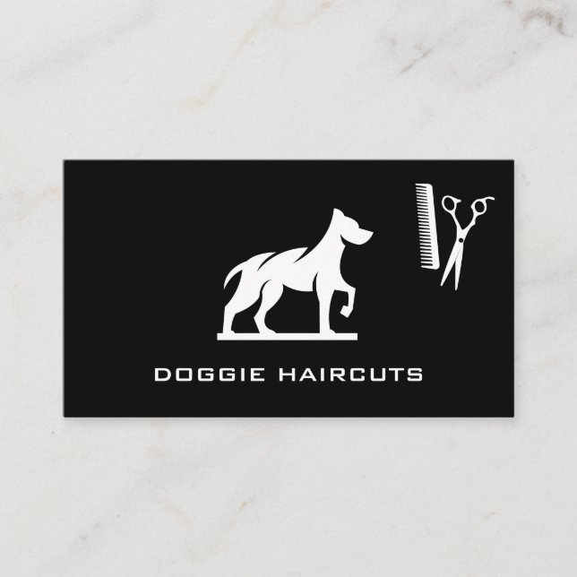 Carte De Visite Logo Dog Standing | Comb ciseaux (Devant)