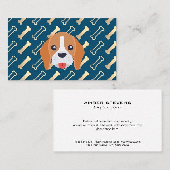 Carte De Visite Logo Doggie | Motif de chien os (Devant / Derrière)