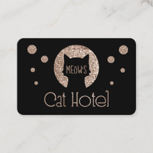 Carte De Visite Logo d'or de parties scintillantes d'hôtel de chat