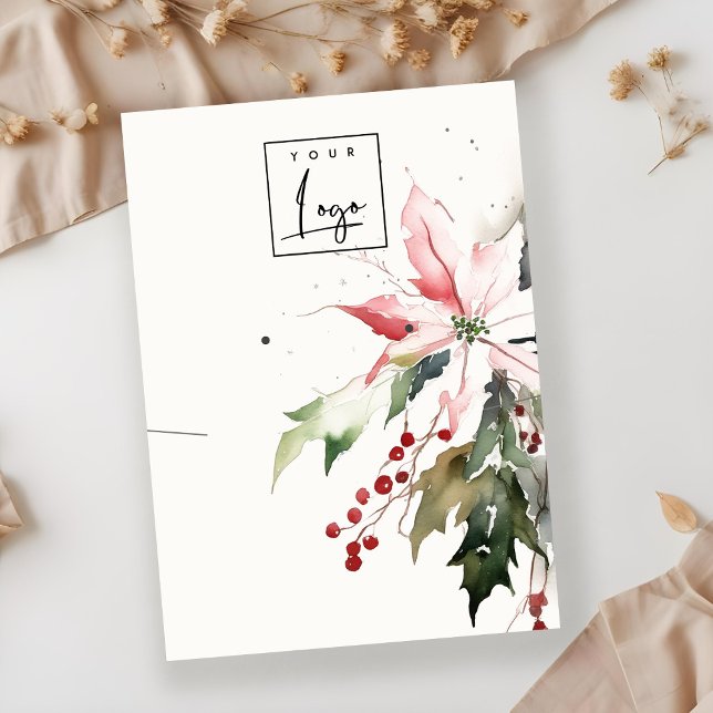 Carte De Visite Logo d'oreille du collier de Noël Berry Poinsettia (Créateur téléchargé)