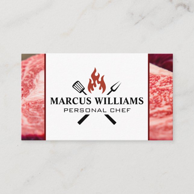 Carte De Visite Logo du barbecue | Steaks bruts (Devant)