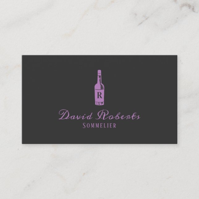 Carte De Visite Logo du barman sommelier en bouteille de vin (Devant)