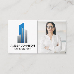 Carte De Visite Logo du bâtiment immobilier   Femme avec lunettes