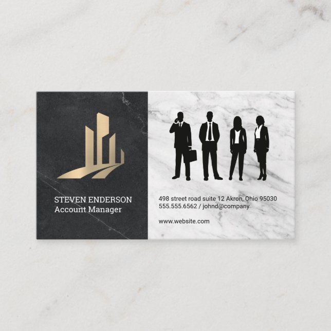 Carte De Visite Logo du bâtiment immobilier | Personnes d'affaires (Devant)