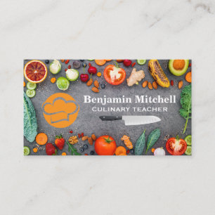 Carte De Visite Logo du chef Casquette Légumes de couteau