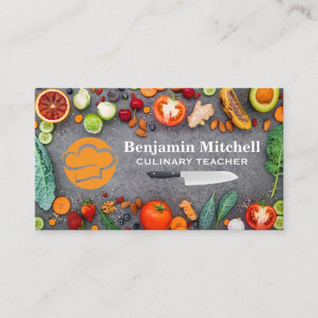 Carte De Visite Logo du chef Casquette | Légumes de couteau (Devant)