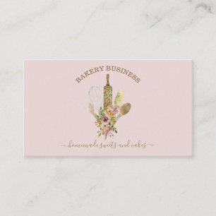 Carte De Visite Logo du chef cuisinier Cuisine artisanale à fleurs