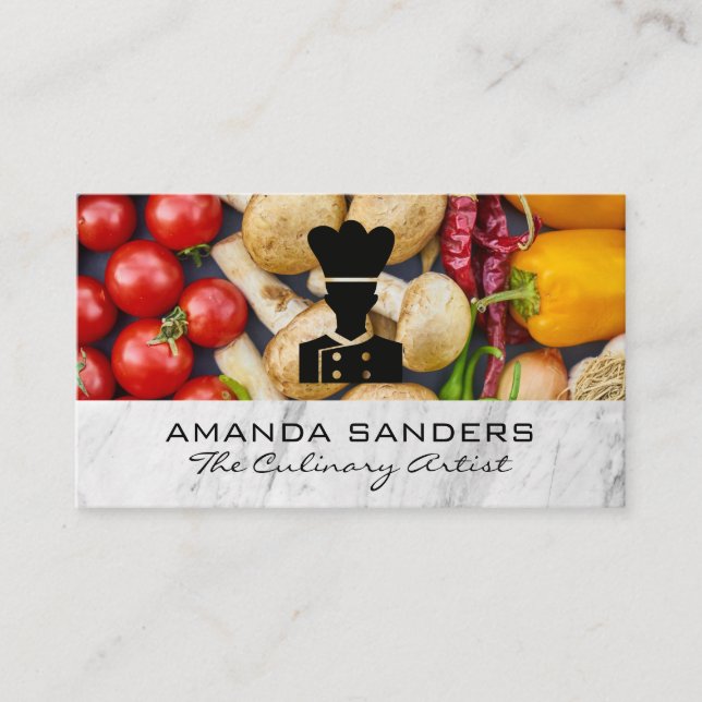 Carte De Visite Logo du chef | Légumes et épices (Devant)