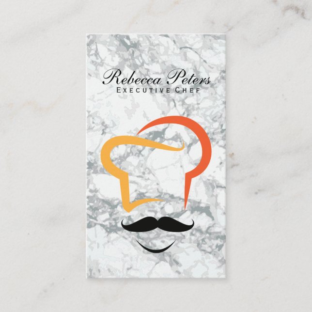 Carte De Visite Logo du chef | Marbre | Culinaire (Devant)