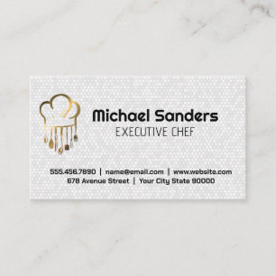 Carte De Visite Logo du chef métal or   Culinaire