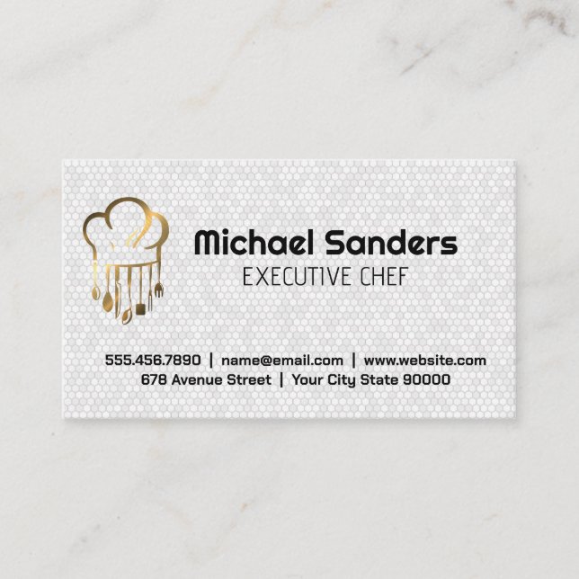 Carte De Visite Logo du chef métal or | Culinaire (Devant)