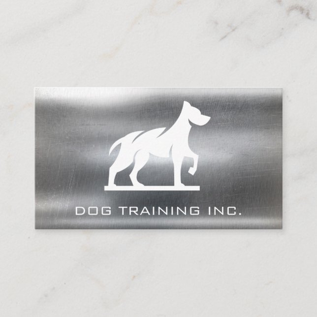 Carte De Visite Logo du chien | Arrière - plan métallique (Devant)