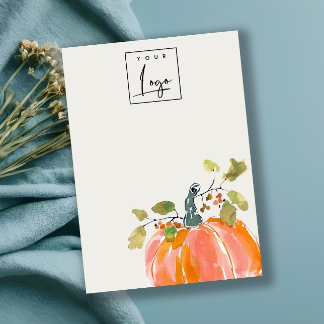 Carte De Visite Logo du Citrouille d'automne Écran blanc du collie (Créateur téléchargé)