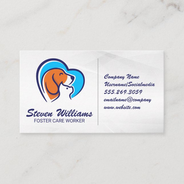 Carte De Visite Logo du coeur de chat de chien | Services animaux (Devant)
