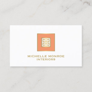 Carte De Visite Logo du concepteur de clé grecque moderne Gold/Cor