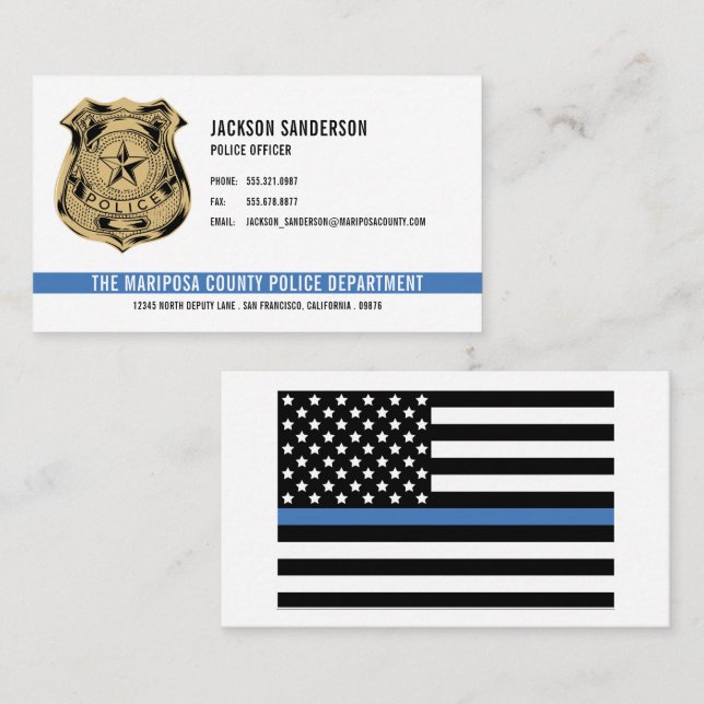Carte De Visite Logo du département des policiers Police (Devant / Derrière)