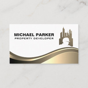 Carte De Visite Logo du développeur de propriétés   Logo métalliqu