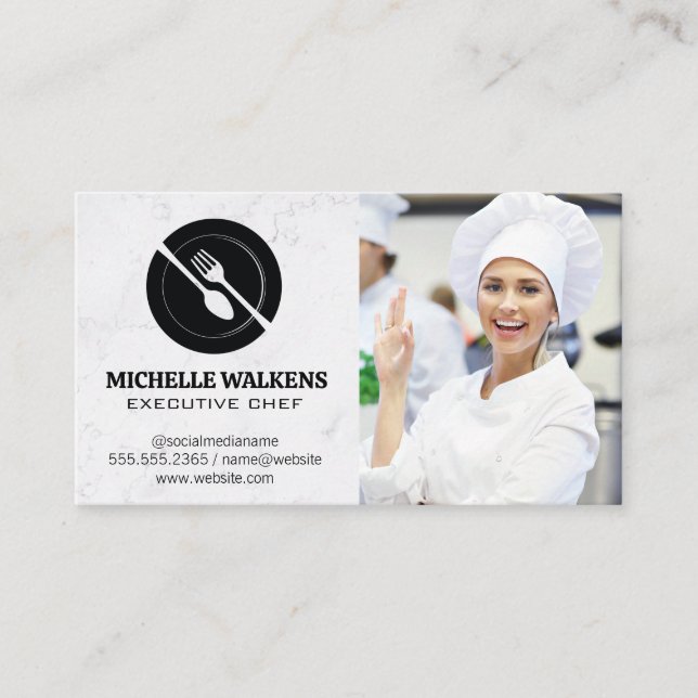 Carte De Visite Logo du diner | Chef en cuisine (Devant)