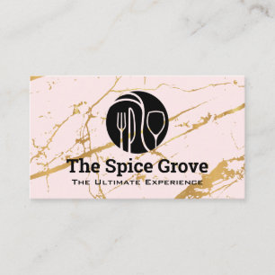 Carte De Visite Logo du diner   Marbre rose or   Restaurant