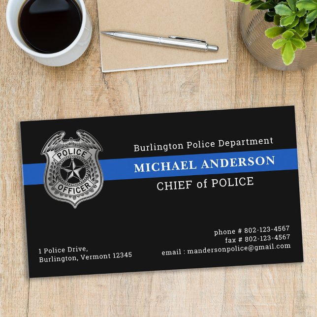 Carte De Visite Logo du drapeau du service de police personnalisé (Créateur téléchargé)