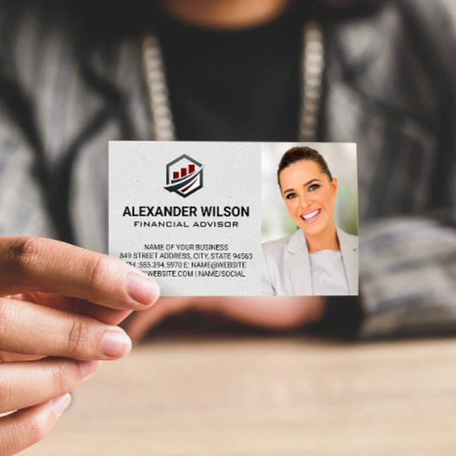 Carte De Visite Logo du graphique à barres | Conseiller financier (Créateur téléchargé)