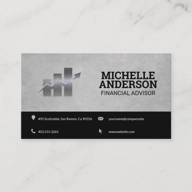 Carte De Visite Logo du graphique des finances | Stock | Style sta (Devant)