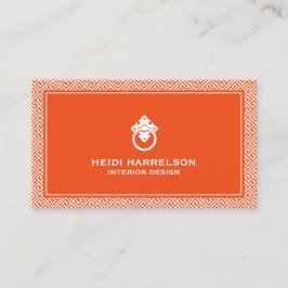 Carte De Visite Logo du Knocker de porte vintage Bordure orange