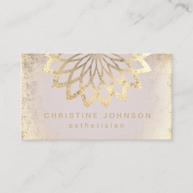Carte De Visite logo du lotus en feuille d'or FAUX estheticien (Devant)