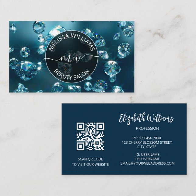 Carte De Visite Logo du magasin de bijoux Diamonds (Devant / Derrière)