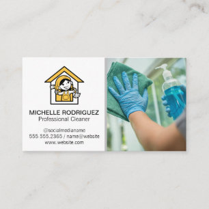 Carte De Visite Logo du ménage de la maison   Personne de nettoyag