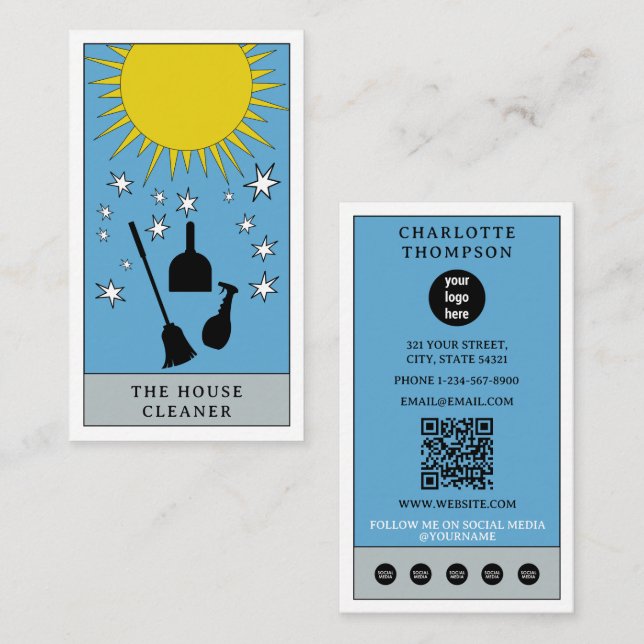 Carte De Visite Logo du nettoyant de la maison solaire Tarot céles (Devant / Derrière)