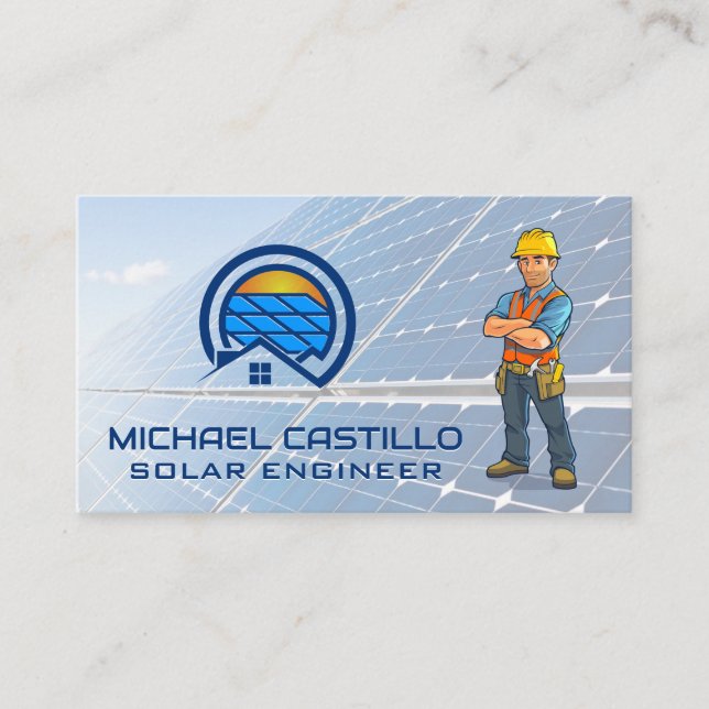Carte De Visite Logo du panneau solaire | Technicien | Énergie (Devant)