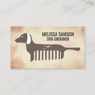 Carte De Visite Logo du peigne Dachshund   Chien Groomer