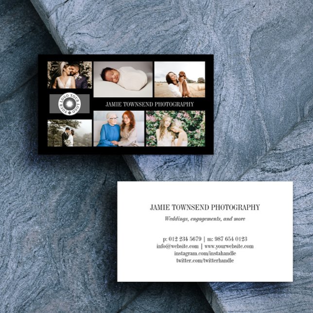 Carte De Visite Logo du photographe professionnel Black Photo Coll (Créateur téléchargé)