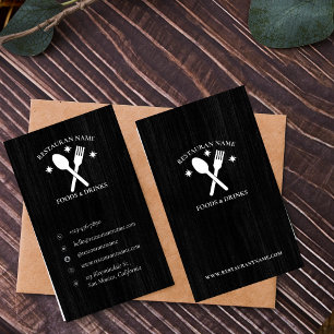 Carte De Visite Logo du restaurant texturé simple en bois Rustique